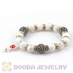White Turquoise Beaded Basketball Wives Bracelets With Czech Crystal Beads 