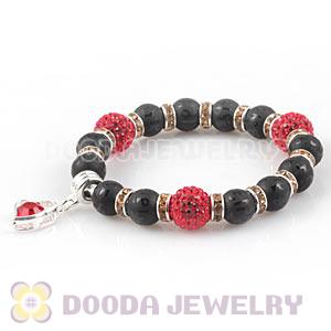 Buddhist Agate Beaded Basketball Wives Bracelets With Czech Crystal Beads 