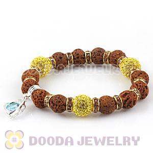 Lava Stone Beaded Basketball Wives Bracelets With Czech Crystal Beads 