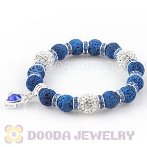 Lava Stone Beaded Basketball Wives Bracelets With Czech Crystal Beads