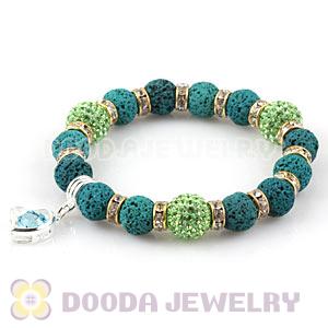 Lava Stone Beaded Basketball Wives Bracelets With Czech Crystal Beads 
