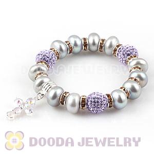 Freshwater Pearl Beaded Basketball Wives Bracelets With Czech Crystal Beads 