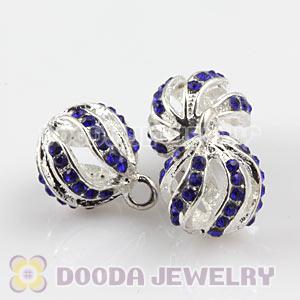 Fashion 12mm Silver Plated Alloy Pendants With Blue Stones Wholesale