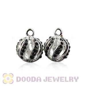 Fashion 12mm Silver Plated Alloy Pendants With Black Stones Wholesale