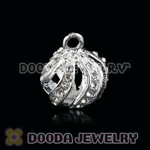 Fashion 12mm Silver Plated Alloy Pendants With White Stones Wholesale