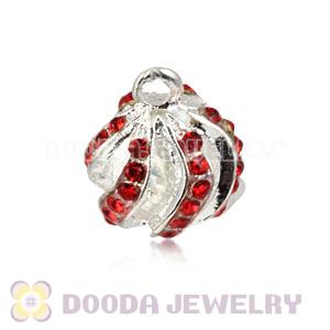 Fashion 12mm Silver Plated Alloy Pendants With Red Stones Wholesale