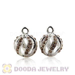 Fashion 12mm Silver Plated Alloy Pendants With Yellow Stones Wholesale