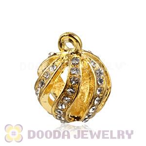Fashion 14mm Gold Plated Alloy Pendants With White Stones Wholesale