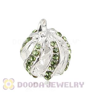 Fashion 14mm Silver Plated Alloy Pendants With Green Stones Wholesale