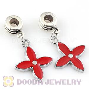 Platinum Plated Alloy Enamel Four-Leaf Clover European Charms Wholesale