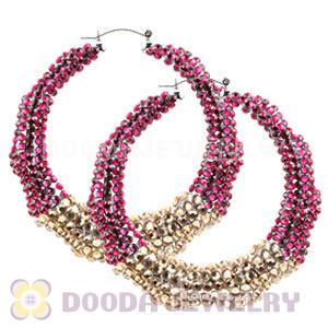 80mm Basketball Wives Bamboo Crystal Hoop Earrings Wholesale