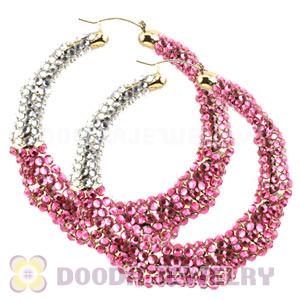 80mm Basketball Wives Bamboo Crystal Hoop Earrings Wholesale