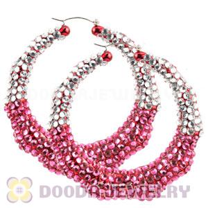 80mm Basketball Wives Bamboo Crystal Hoop Earrings Wholesale