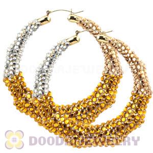 80mm Basketball Wives Bamboo Crystal Hoop Earrings Wholesale