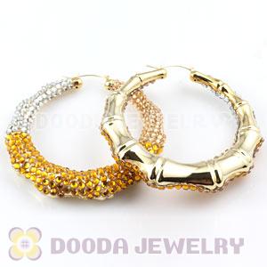 Cheap 80mm Basketball Wives Bamboo Crystal Hoop Earrings Wholesale