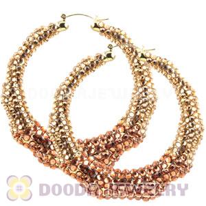 80mm Basketball Wives Bamboo Crystal Hoop Earrings Wholesale