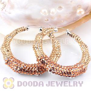 Cheap 80mm Basketball Wives Bamboo Crystal Hoop Earrings Wholesale