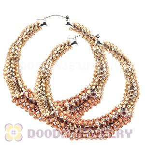 80mm Basketball Wives Bamboo Crystal Hoop Earrings Wholesale