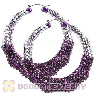 80mm Basketball Wives Bamboo Crystal Hoop Earrings Wholesale