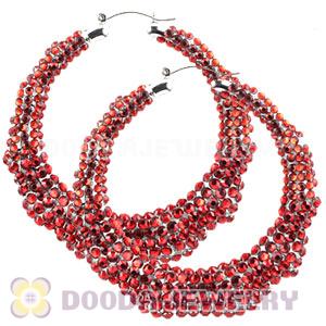 80mm Basketball Wives Bamboo Crystal Hoop Earrings Wholesale