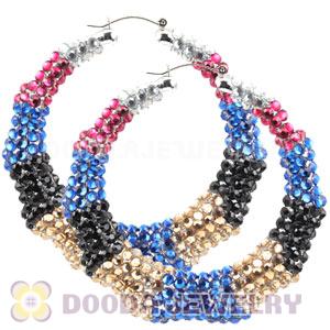 80mm Basketball Wives Bamboo Crystal Hoop Earrings Wholesale