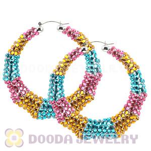 80mm Basketball Wives Bamboo Crystal Hoop Earrings Wholesale