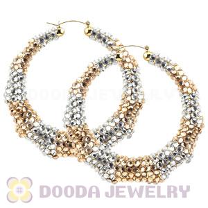 80mm Basketball Wives Bamboo Crystal Hoop Earrings Wholesale