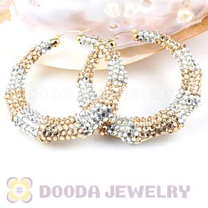 Cheap 80mm Basketball Wives Bamboo Crystal Hoop Earrings Wholesale