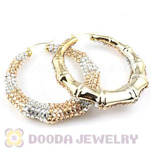 Cheap 80mm Basketball Wives Bamboo Crystal Hoop Earrings Wholesale