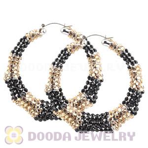 80mm Basketball Wives Bamboo Crystal Hoop Earrings Wholesale