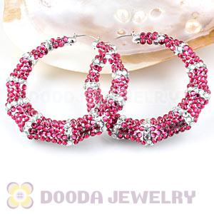 Cheap 80mm Basketball Wives Bamboo Crystal Hoop Earrings Wholesale