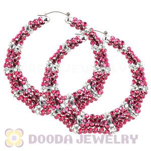 80mm Basketball Wives Bamboo Crystal Hoop Earrings Wholesale
