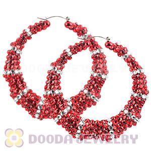 80mm Basketball Wives Bamboo Crystal Hoop Earrings Wholesale