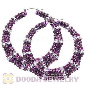 80mm Basketball Wives Bamboo Crystal Hoop Earrings Wholesale