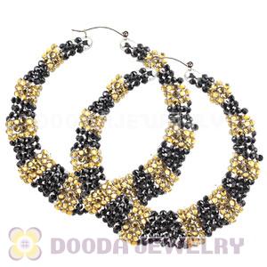 80mm Basketball Wives Bamboo Crystal Hoop Earrings Wholesale