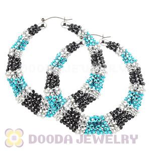 80mm Basketball Wives Bamboo Crystal Hoop Earrings Wholesale