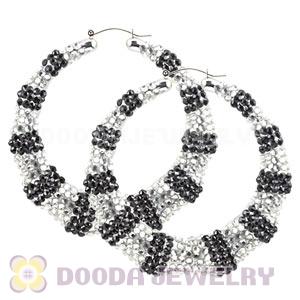 80mm Basketball Wives Bamboo Crystal Hoop Earrings Wholesale