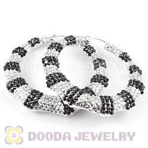 Cheap 80mm Basketball Wives Bamboo Crystal Hoop Earrings Wholesale