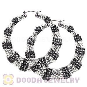80mm Basketball Wives Bamboo Crystal Hoop Earrings Wholesale
