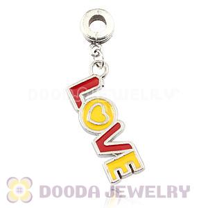 Platinum Plated Alloy Enamel European LOVE Charms Wholesale