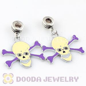 Platinum Plated Alloy Enamel European Macabre Skull Charms Wholesale 