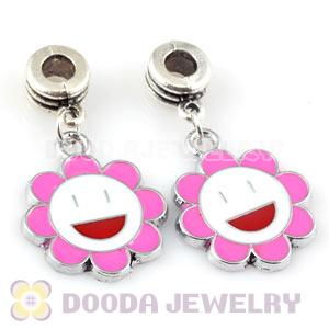 Platinum Plated Alloy Enamel European Sunflower Charms Wholesale 