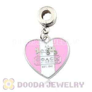 Platinum Plated Alloy Enamel Heart European Charms Wholesale