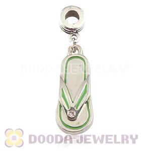 Platinum Plated Alloy Enamel European Flip Flop Charms With Stone 
