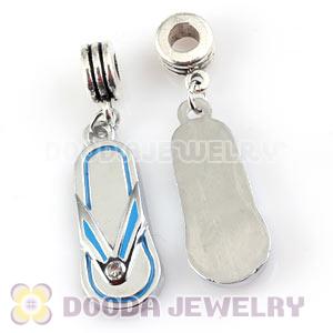 Platinum Plated Alloy Enamel European Flip Flop Charms With Stone 