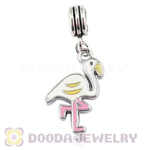 Platinum Plated Alloy Enamel European Flamingo Charms Wholesale 