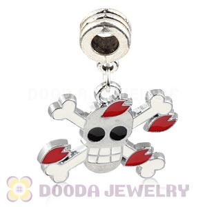 Platinum Plated Alloy Enamel European Skull Charms Wholesale 
