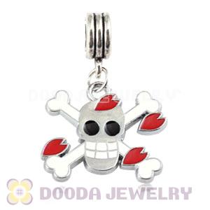 Platinum Plated Alloy Enamel European Skull Charms Wholesale 