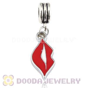 Platinum Plated Alloy Enamel European Red Lips Charms Wholesale