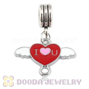 Platinum Plated Alloy Enamel European Heart Charms Wholesale 